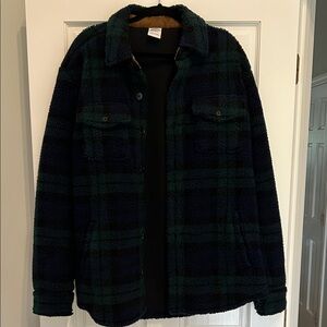 Brooks Brothers Black and Green Plaid Shirt Jacket